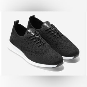 Cole Haan Black Mesh Fabric & Leather Grand OS Wingtip Oxford Sneakers Size10B